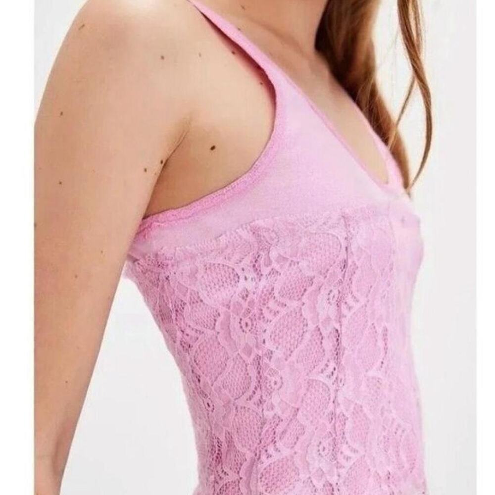 Free people pink lace corset tank